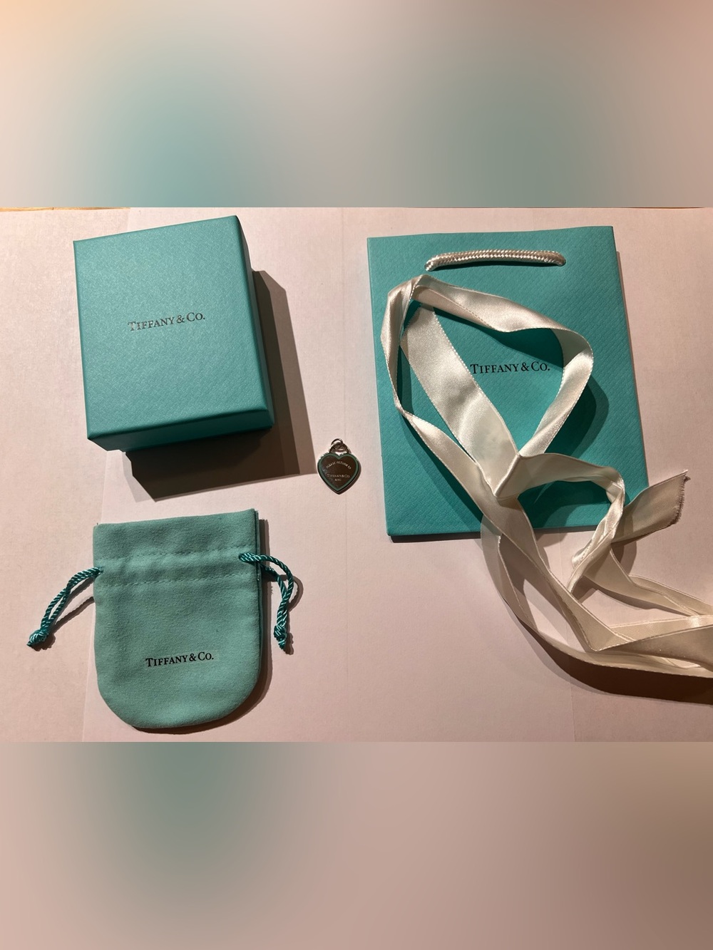 Tiffany & Co. Silver Heart Tag with Signature Blue Border